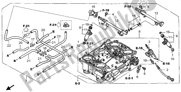 Tutte le parti per il Corpo Farfallato (assy.) del Honda VFR 800 2010