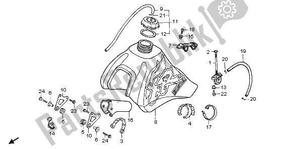 All parts for the Fuel Tank of the Honda XR 600R 1998