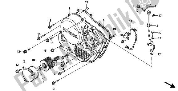 Todas las partes para Tapa Del Cárter Derecho de Honda NX 650 1994