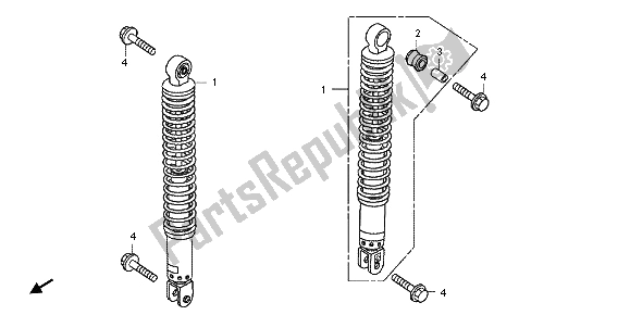 All parts for the Rear Cushion of the Honda SH 300 RA 2012