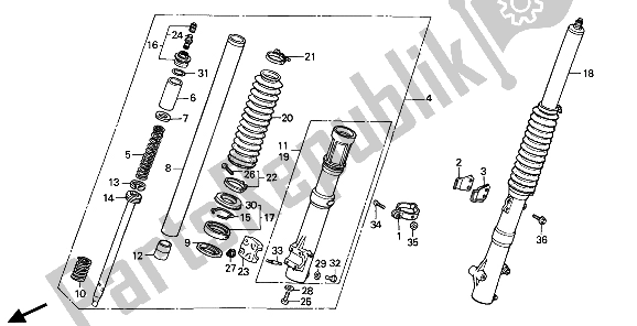 Todas las partes para Tenedor Frontal de Honda XR 600R 1986