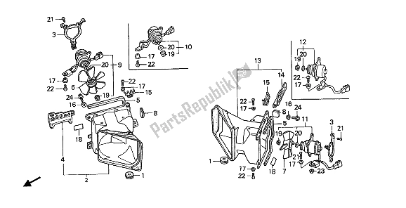 Todas las partes para Ventilador De Enfriamiento Y Cubierta de Honda GL 1500 SE 1992