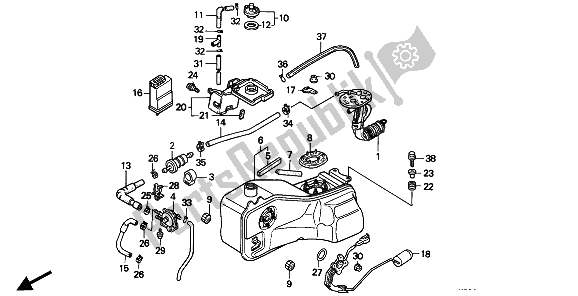 All parts for the Fuel Tank of the Honda GL 1500 SE 1994