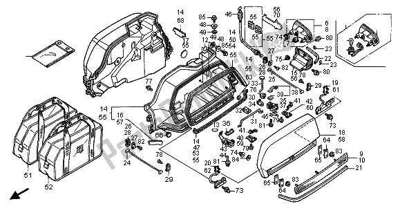 All parts for the Saddlebag of the Honda GL 1500A 1996