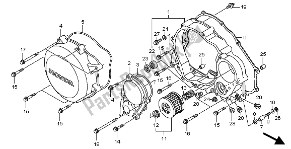 Todas las partes para Tapa Del Cárter Derecho de Honda XR 650R 2001