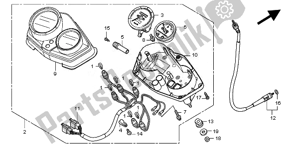 All parts for the Meter (mph) of the Honda CBF 125M 2010