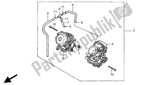 All parts for the Carburetor (assy.) of the Honda VT 750C 1997