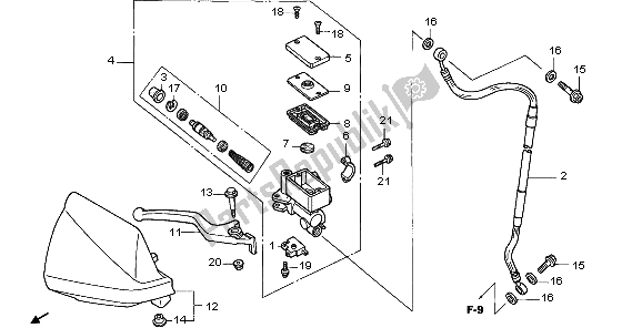 All parts for the Fr. Brake Master Cylinder of the Honda XR 400R 1998