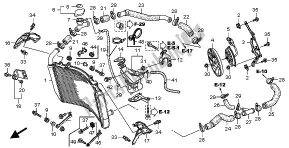 Alle onderdelen voor de Radiator van de Honda CBR 600 RA 2010