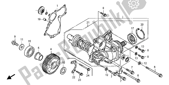 All parts for the Side Gear Case of the Honda VFR 1200 FD 2012