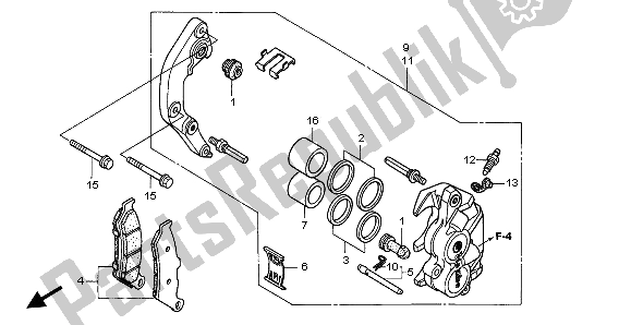 All parts for the Front Brake Caliper of the Honda NT 650V 1999