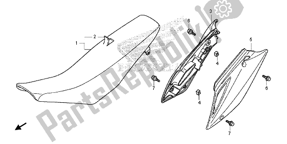 Alle onderdelen voor de Zitting En Zijbekleding van de Honda CRF 150R SW 2013