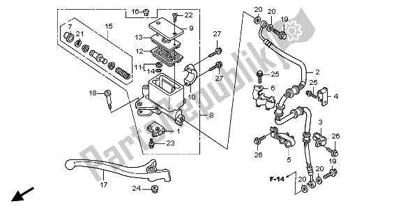 All parts for the Fr. Brake Master Cylinder of the Honda FES 125 2009