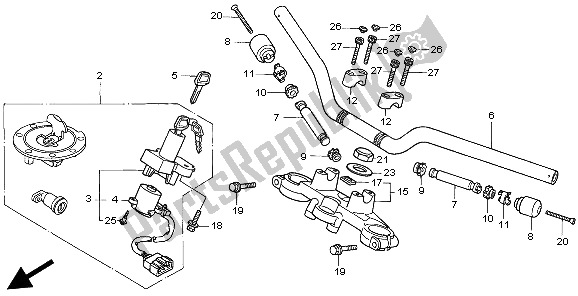 Todas las partes para Manejar Tubo Y Puente Superior de Honda CB 500 1998