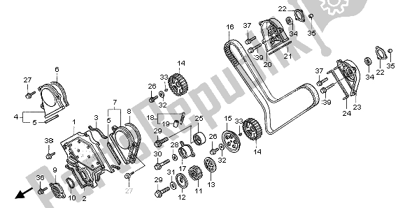 All parts for the Front Cover & Timing Belt of the Honda ST 1100A 1996