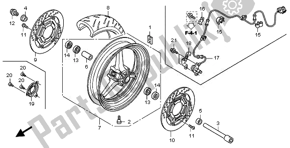 All parts for the Front Wheel of the Honda CBR 1000 RA 2010