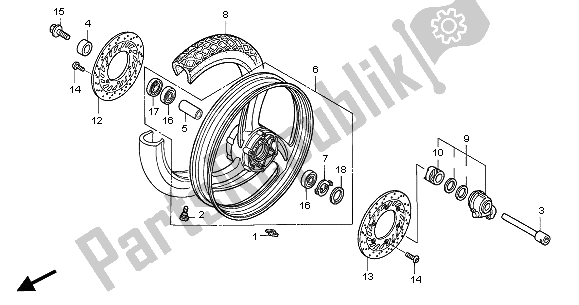 Todas las partes para Rueda Delantera de Honda NT 650V 2001