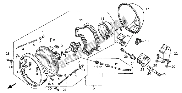 All parts for the Headlight (eu) of the Honda VT 600C 1995