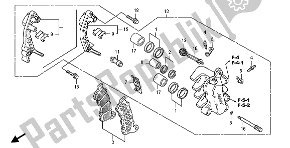 All parts for the Front Brake Caliper of the Honda FES 150 2009