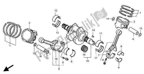 All parts for the Crankshaft & Piston of the Honda XL 1000 VA 2004