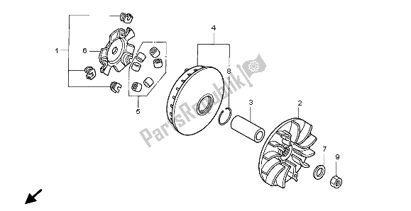 All parts for the Drive Face of the Honda FES 150A 2007