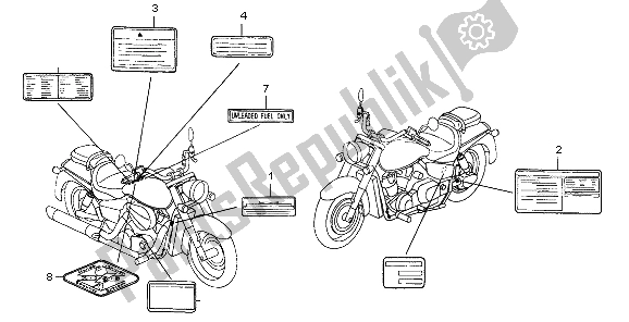 Wszystkie części do Etykieta Ostrzegawcza Honda VT 750 CA 2007