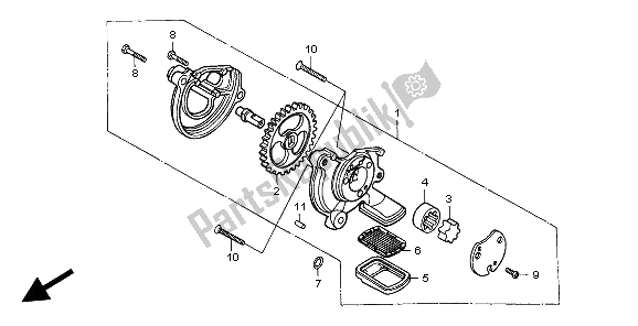 All parts for the Oil Pump of the Honda CA 125 1999