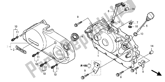 All parts for the Right Crankcase Cover of the Honda VT 750 CS 2012