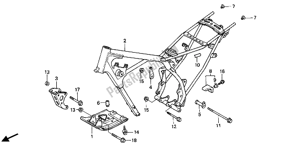 Todas as partes de Corpo Da Moldura do Honda XR 80R 1987