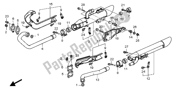 Tutte le parti per il Silenziatore Di Scarico del Honda VTX 1300S 2006