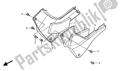 Todas as partes de Tampa Lateral do Honda CB 600F2 Hornet 2002