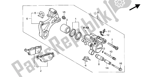 Todas las partes para Pinza De Freno Trasero de Honda CBR 1000 RR 2004