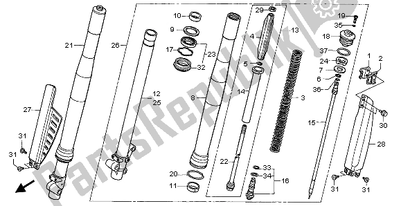 Todas as partes de Garfo Dianteiro do Honda CR 85R SW 2004