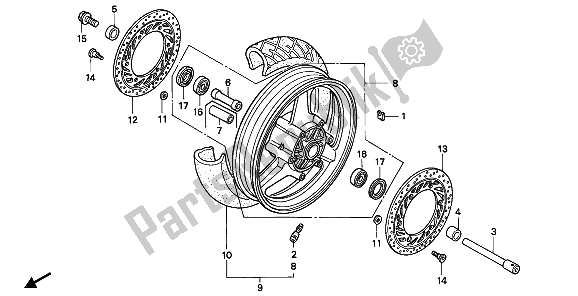 Todas las partes para Rueda Delantera de Honda CBR 1000F 1993