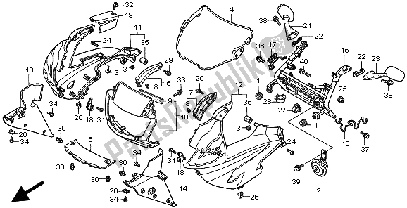 All parts for the Upper Cowl of the Honda CBR 600F 1998
