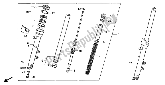 All parts for the Front Fork of the Honda CBF 1000T 2007