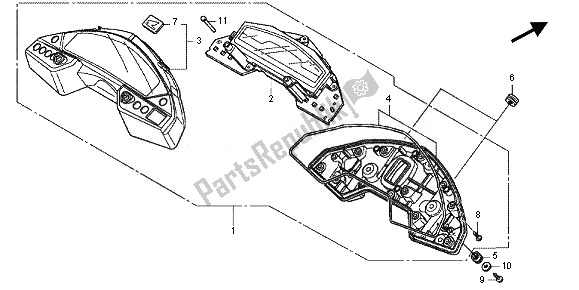 All parts for the Meter (kmh) of the Honda VFR 800X 2011