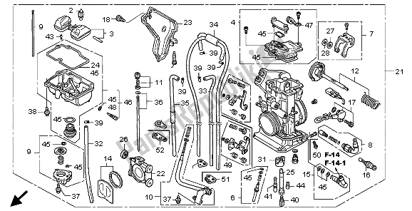 All parts for the Carburetor of the Honda CRF 250X 2009