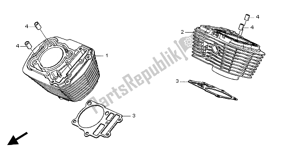 All parts for the Cylinder of the Honda VTX 1300S 2004