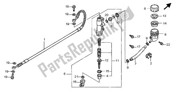 Todas las partes para Cilindro Maestro Del Freno Trasero de Honda CR 125R 2001