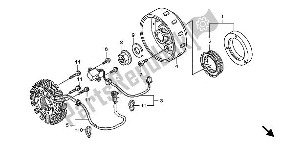 All parts for the Generator of the Honda SH 150 2010