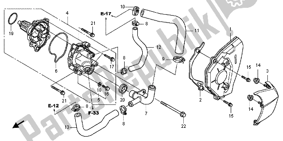 Alle onderdelen voor de Waterpomp van de Honda CB 600F Hornet 2012