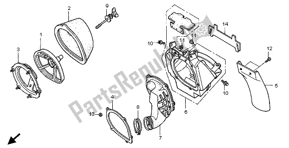 All parts for the Air Cleaner of the Honda CR 250R 2001