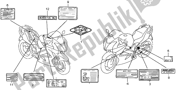 Tutte le parti per il Etichetta Di Avvertenza del Honda VFR 800A 2007