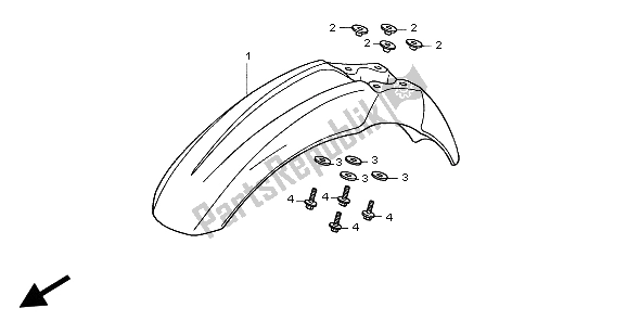 All parts for the Front Fender of the Honda XR 400R 1999