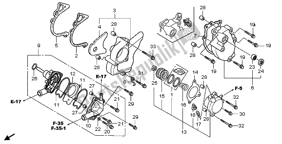 Tutte le parti per il Pompa Dell'acqua del Honda CBR 1000 RR 2006