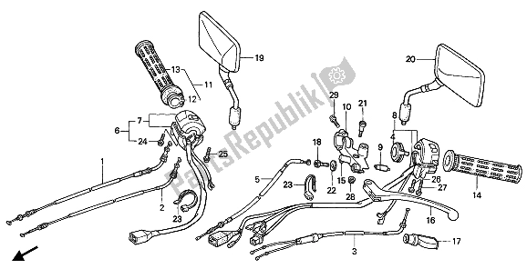 All parts for the Switch & Cable of the Honda NTV 650 1993