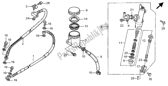 Tutte le parti per il Pompa Freno Posteriore del Honda XL 1000V 1999