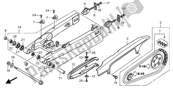 All parts for the Swingarm of the Honda CBF 1000 FTA 2010