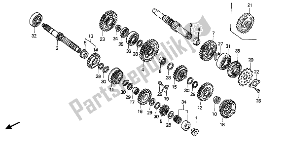 Tutte le parti per il Trasmissione del Honda XR 600R 1985